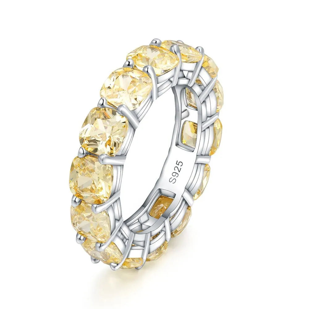 shop  Classic 925 Sterling Silver Created Moissanite Diamonds Gemstone Wedding Band Engagement Ring Fine Jewelry Wholesale