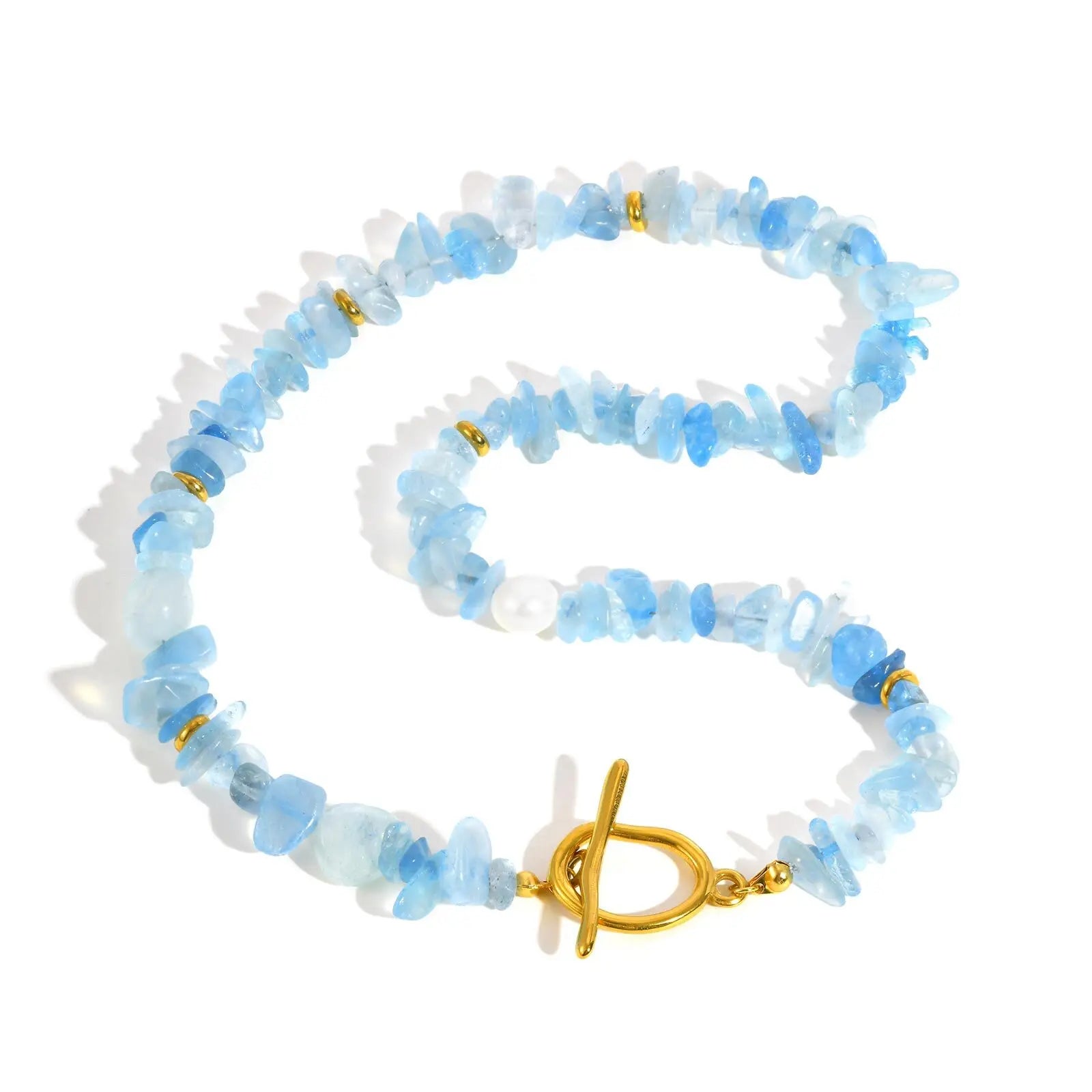 Handemade Creative Nature Stone Crystal Necklace for Women, Stainless Steel OT Clasp, Beach Summer Waterproof Jewelry