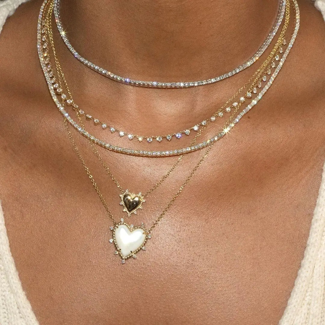 2023 New Arrived Luxury Fashion Women Jewelry 5A Cubic Zirconia CZ Prong Set Tennis Chain Choker Necklace