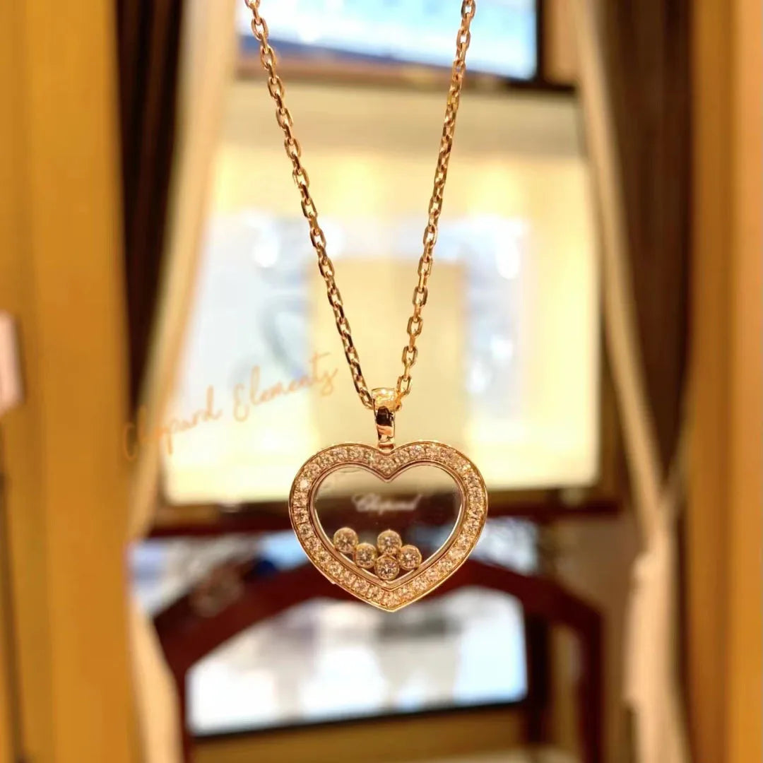 Personalized Necklace  Wind Niche Design Light Luxury Geometric Love Mobile Five-diamond 18K Gold-plated Heart-shaped Clavicle