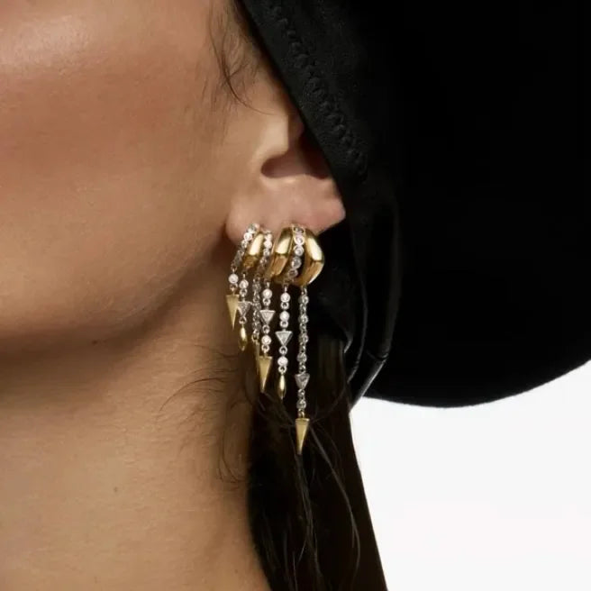 Elegance Fashion Women Jewelry Geometric 5A Cubic Zirconia CZ Link Tassel Chain Dangle Drop Earring