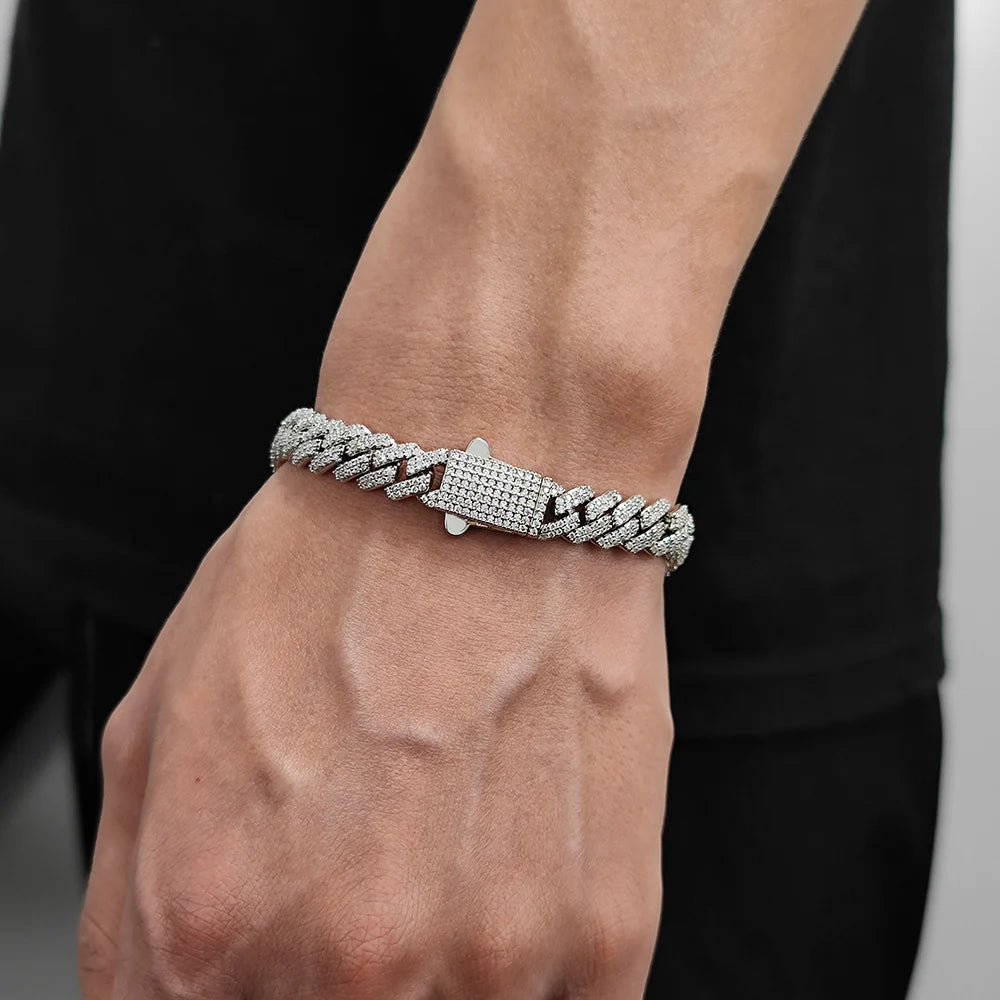 8mm Width Hip Hop Cubic Zircon CZ Iced Out 2 Rows Cuban Link Chain Necklace For Women Jewelry Birthday Gift Drop Shipping